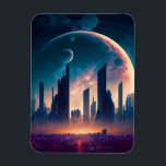 Science fiction Cyberpunk Space City Magnet<br><div class="desc">Fantasy,  Sci-fi & Horror art av Lunarium.</div>