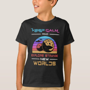 Science fiction Day Space Behålla Lugn Stars Gift T Shirt