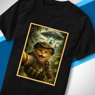 Science Fiction Djungelkatt Utomjording Möte Rolig T Shirt