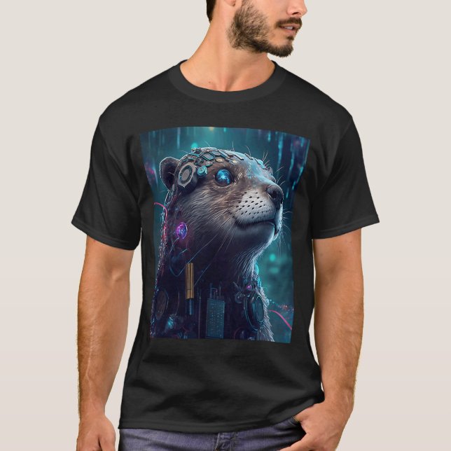 Science fiction Evolved Animal Robot Otter 1 T Shirt (Framsida)