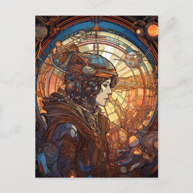 Science fiction Fantasy Sci-Fi Art nouveau Dam Vykort (Framsida)