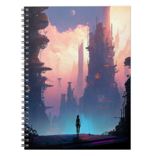 Science fiction Futuristiska City Anteckningsbok