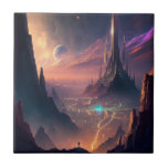 Science fiction Futuristiska City Ceramic Tile Kakelplatta<br><div class="desc">Fantasy Art products by The Lunarium.</div>