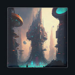 Science fiction Futuristiska City Magnet<br><div class="desc">Fantasy Art products by The Lunarium.</div>