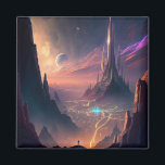 Science fiction Futuristiska City Magnet<br><div class="desc">Fantasy Art products by The Lunarium.</div>