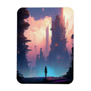 Science fiction Futuristiska City Magnet