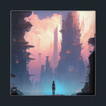 Science fiction Futuristiska City Magnet<br><div class="desc">Fantasy Art products by The Lunarium.</div>