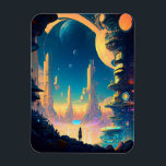 Science fiction Futuristiska City Magnet<br><div class="desc">Fantasy Art products by The Lunarium.</div>