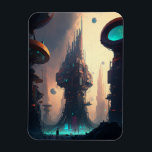 Science fiction Futuristiska City Magnet<br><div class="desc">Fantasy Art products by The Lunarium.</div>