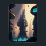 Science fiction Futuristiska City Magnet<br><div class="desc">Fantasy Art products by The Lunarium.</div>