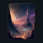 Science fiction Futuristiska City Magnet<br><div class="desc">Fantasy Art products by The Lunarium.</div>