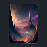 Science fiction Futuristiska City Magnet<br><div class="desc">Fantasy Art products by The Lunarium.</div>