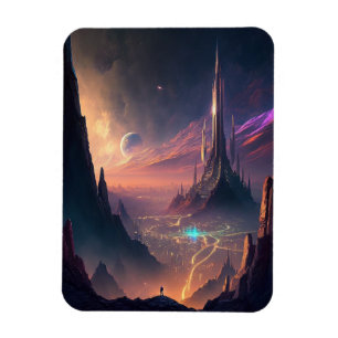 Science fiction Futuristiska City Magnet