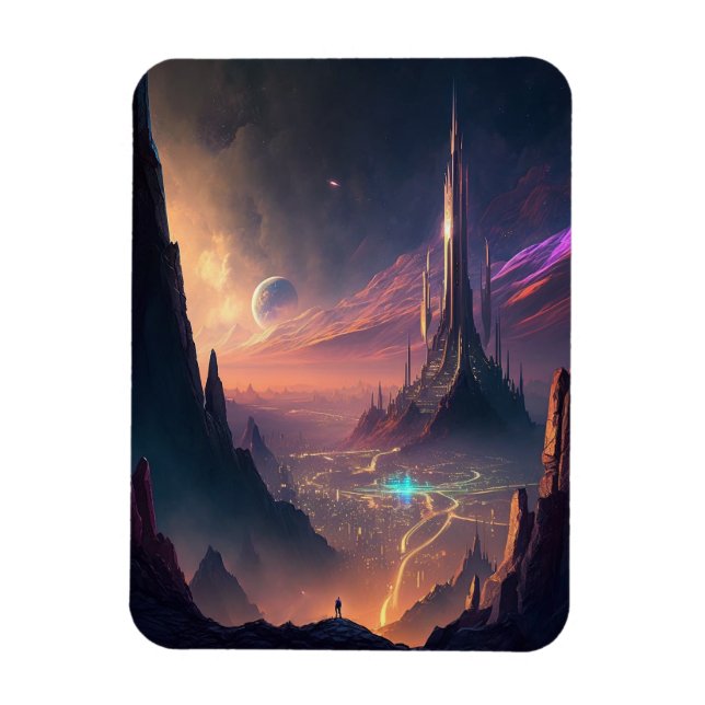 Science fiction Futuristiska City Magnet (Vertikal)