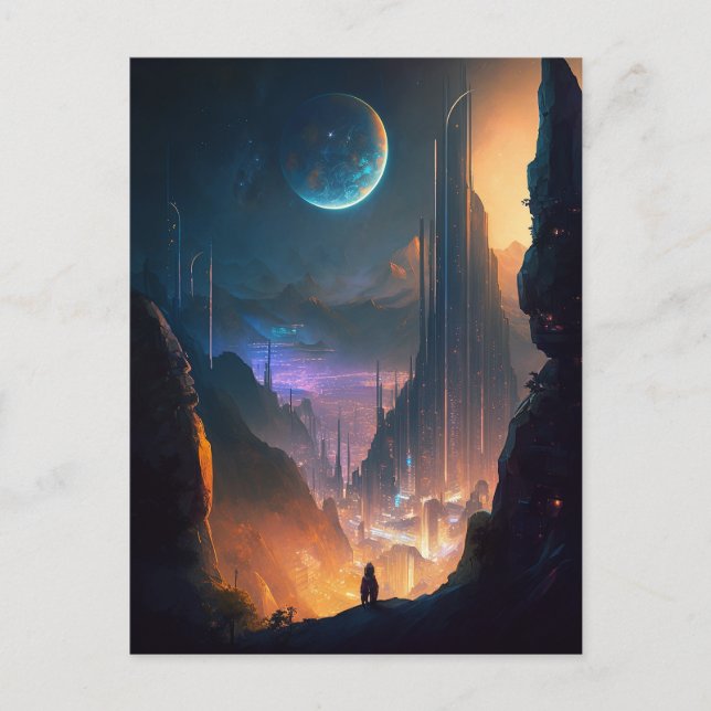 Science fiction Futuristiska City Postcard Vykort (Framsida)