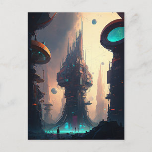 Science fiction Futuristiska City Postcard Vykort