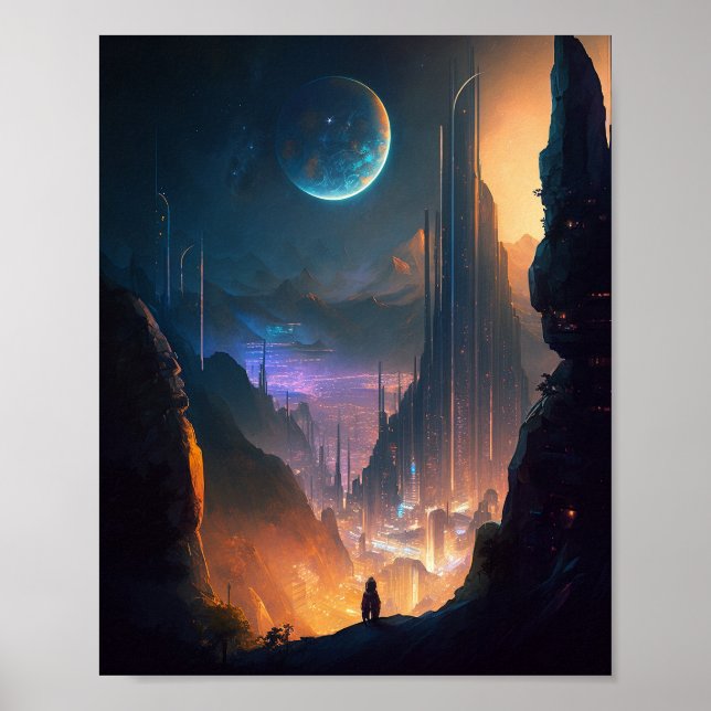 Science fiction Futuristiska City Poster (Framsidan)