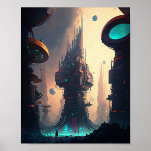 Science fiction Futuristiska City Poster