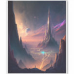 Science fiction Futuristiska City Sticker Klistermärken<br><div class="desc">Fantasy Art products by The Lunarium.</div>