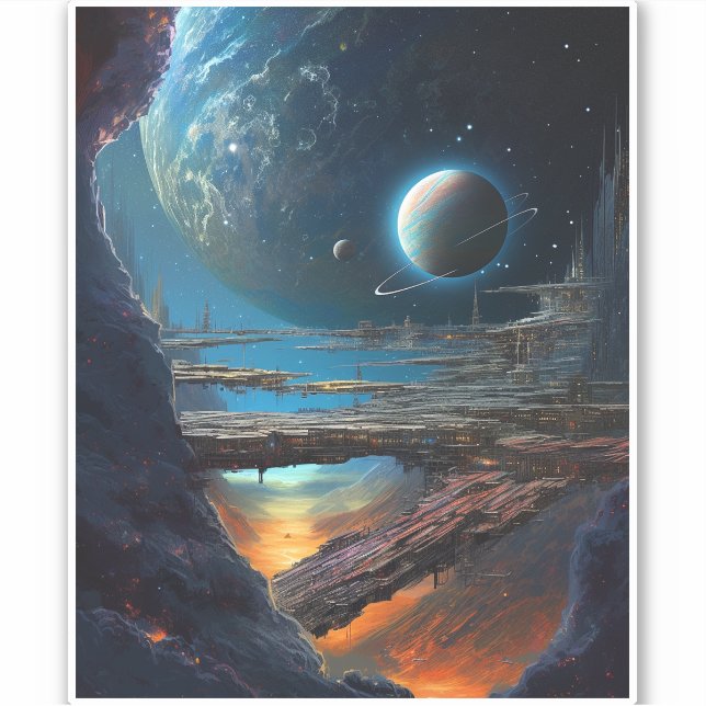 Science fiction Futuristiska Rymden City Klistermärken (Framsida)