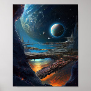 Science fiction Futuristiska Rymden City Poster