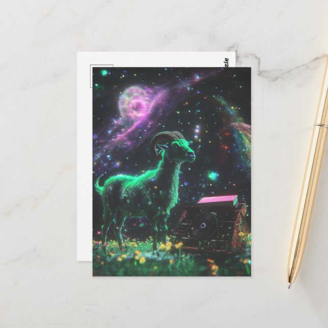 Science fiction-geting i rymden med musikfantasi vykort (Fram/Back In Situ)