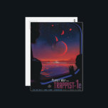 Science Fiction-reseannons, Planet Trapist-1e Vykort<br><div class="desc">Science fiction-resor vykort kan inspirera och lyfta dig genom att påminna dig om alla de fantastiska platser och saker som universum har i beredskap för oss. Från artificiell intelligens och undervattensstäder till Mars-kolonier och interstellära resor visar de det obegränsade potentialen hos science fiction och mänskliga äventyr. Oavsett om du gillar...</div>