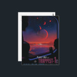Science Fiction-reseannons, Planet Trapist-1e Vykort<br><div class="desc">Science fiction-resor vykort kan inspirera och lyfta dig genom att påminna dig om alla de fantastiska platser och saker som universum har i beredskap för oss. Från artificiell intelligens och undervattensstäder till Mars-kolonier och interstellära resor visar de det obegränsade potentialen hos science fiction och mänskliga äventyr. Oavsett om du gillar...</div>