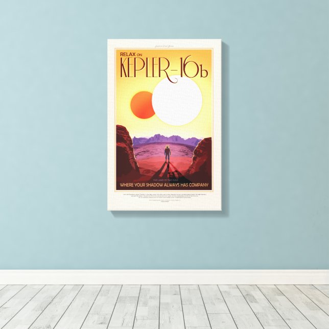 Science-Fiction Resereklambå, Planet Kepler 16b Canvastryck (Insitu (trägolv))