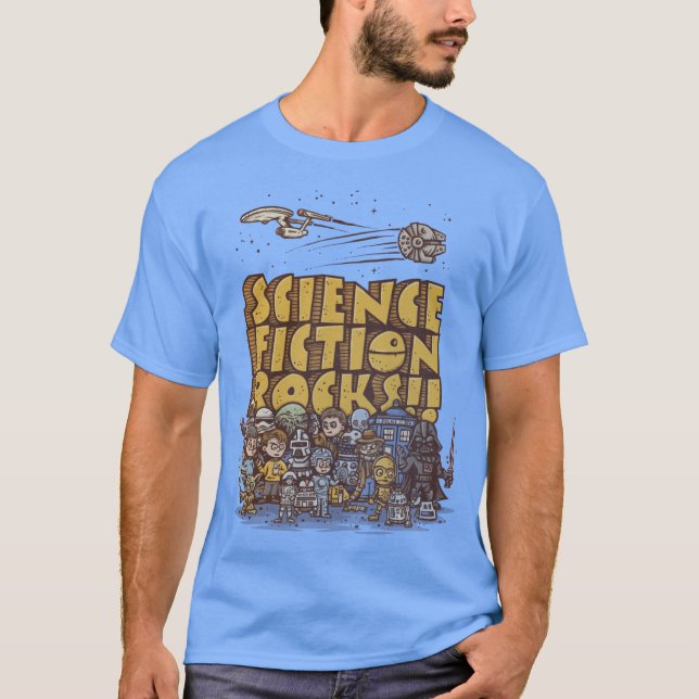 Science Fiction Rocks retro T Shirt (Framsida)