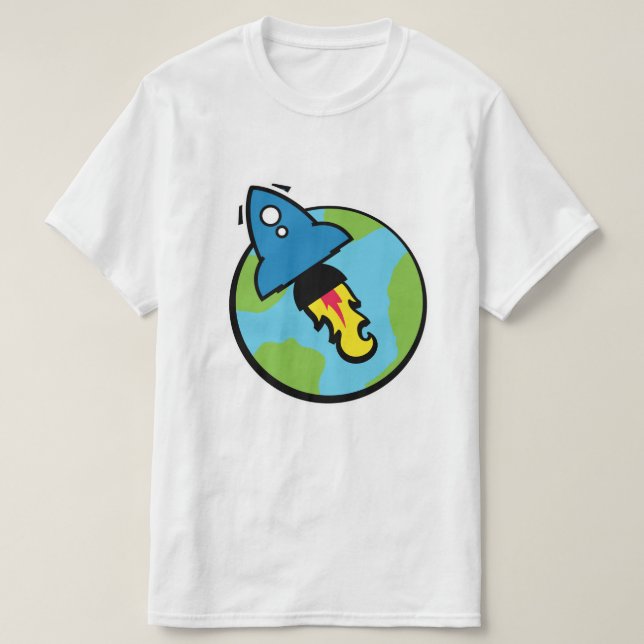 Science fiction tecknad, raketer och  t shirt (Design framsida)