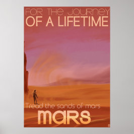 Science fiction Vintage Mars Vacation Illustration Poster