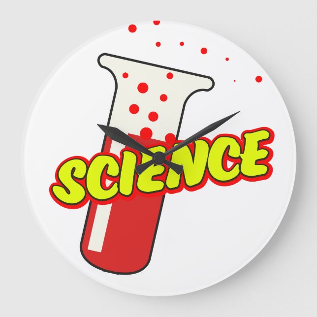 Science Flask Cartoon Stor Klocka (Framsida)