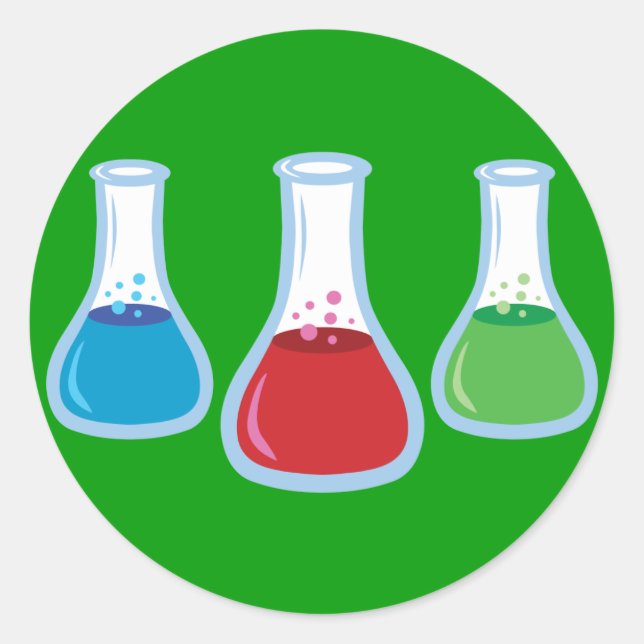 Science Flasks Runt Klistermärke (Framsida)