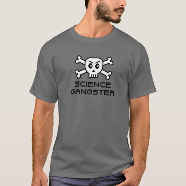 Science Gangster Skull And Cross Bone Word Design T Shirt (Framsida)