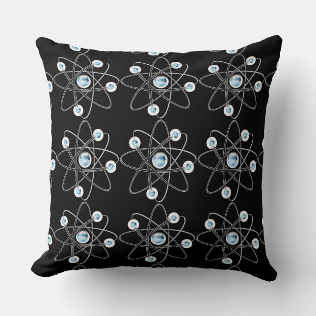 Science Geek Atom Symbol Black Dekorativ kudde (Framsida)