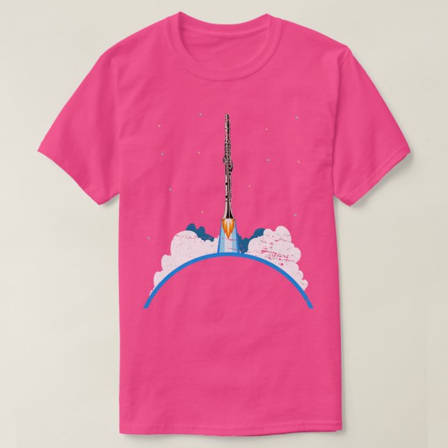 Science Gift Music Rocket Clarinet T Shirt (Design framsida)