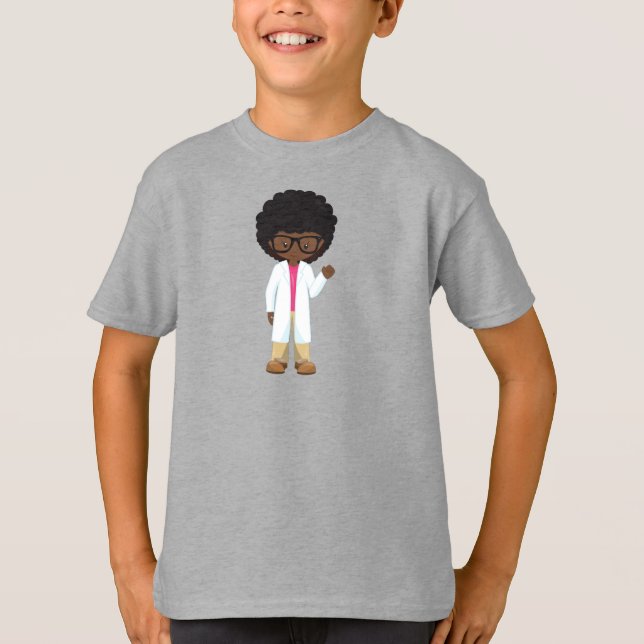 Science Girl, African American Girl T Shirt (Framsida)