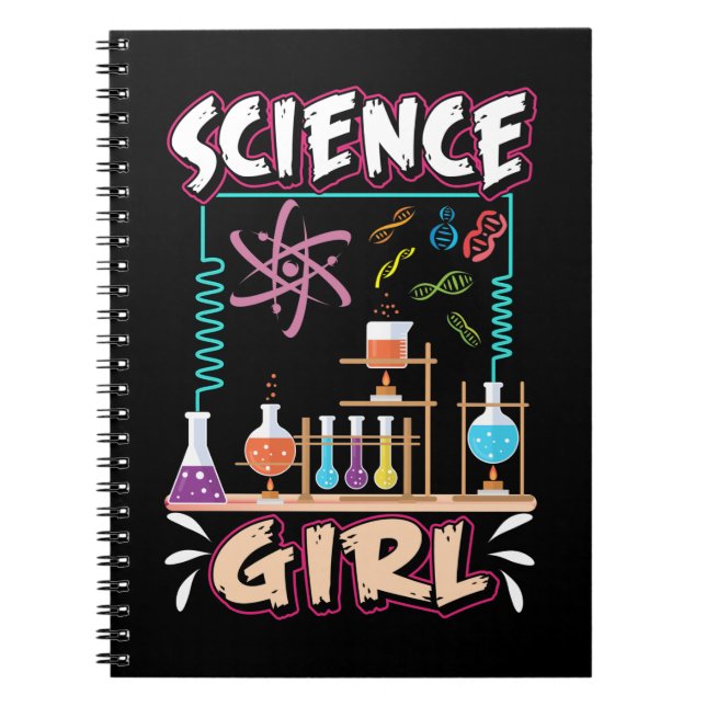 Science Girl Chemistry Laboratory Scientist Anteckningsbok (Framsidan)