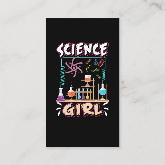 Science Girl Chemistry Laboratory Scientist Visitkort (Framsida)