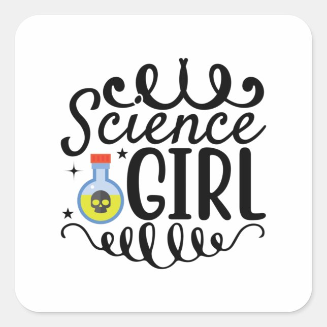 Science Girl Fyrkantigt Klistermärke (Framsida)