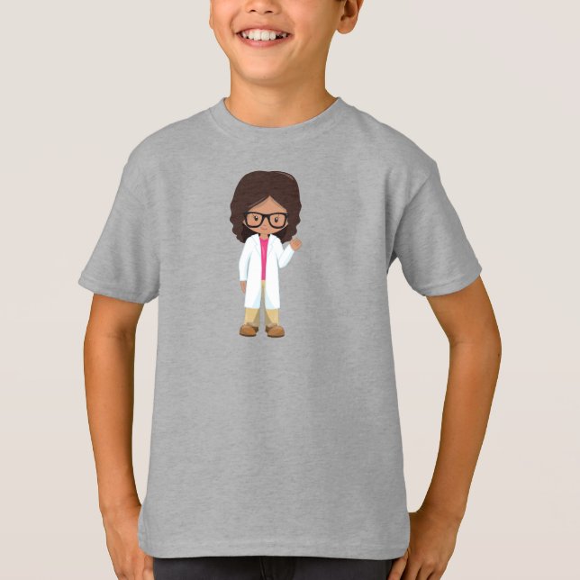 Science Girl, Latina Girl, Cute Girl, Scientist T Shirt (Framsida)