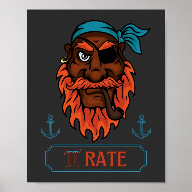 Science Humor Pi Rate Funny Pi Day Poster (Framsidan)