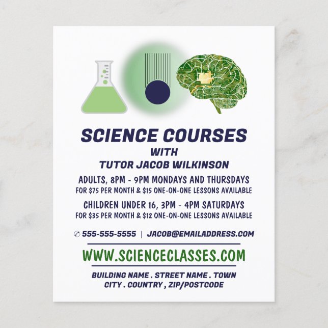 Science Icons, Science Course Advertising Flygblad (Framsidan)