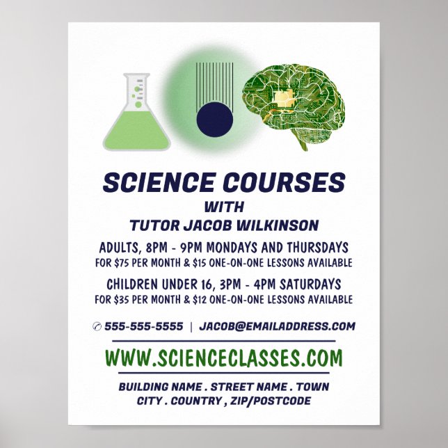Science Icons, Science Course Advertising Poster (Framsidan)