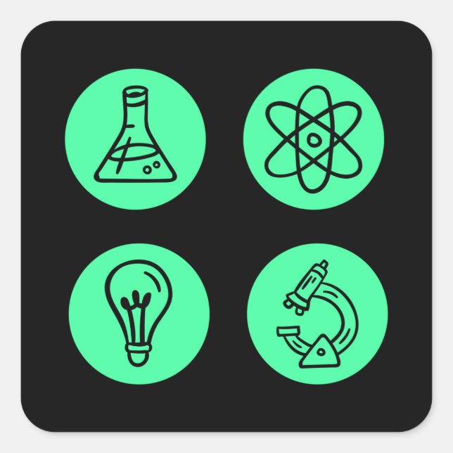 Science Inslag Fyrkantigt Klistermärke (Framsida)