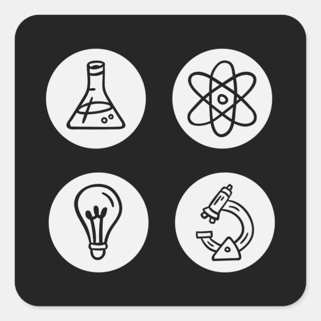 Science Inslag Fyrkantigt Klistermärke (Framsida)
