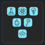 Science Inslag Items Fyrkantigt Klistermärke<br><div class="desc">Coola Science Design med flera vetenskapliga inslag. En matchande perfekt för varje vetenskapsman,  student,  forskarlärare och vetenskapslärare älskare.</div>