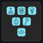 Science Inslag Items Fyrkantigt Klistermärke<br><div class="desc">Coola Science Design med flera vetenskapliga inslag. En matchande perfekt för varje vetenskapsman,  student,  forskarlärare och vetenskapslärare älskare.</div>