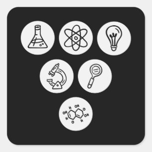 Science Inslag Items Fyrkantigt Klistermärke